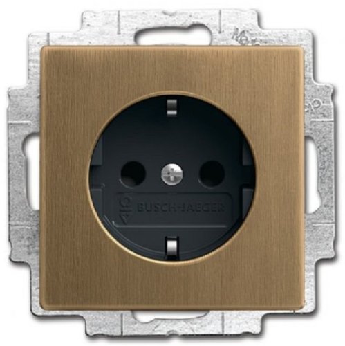 Розетка с заземлением без рамки ABB Династия 1-м. с подсветкой шторки античная латунь картинка